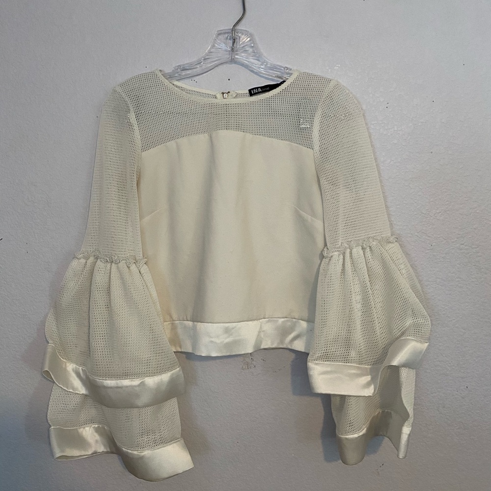 White Peplum Sleeve Top